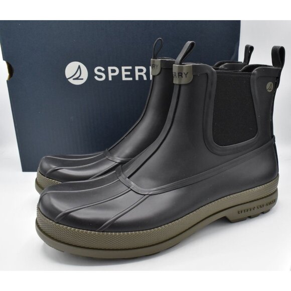 Sperry Mens Size 10 Cold Bay Black Waterproof Chelsea Rain Boots Shoes - Picture 1 of 10